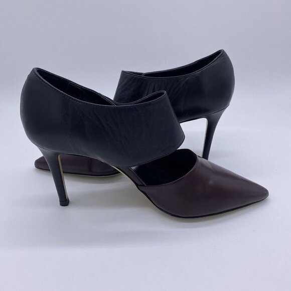 M. Gemi The Cima Pointed Toe Pumps Black Burgundy Leather Heels - Picture 10 of 12